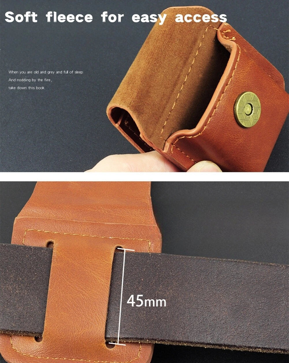 Leather Lighter Case Handmade Holster Belt Loop Clip Pouch Holder For Zippo 07FC0E-D4 - KOEEK