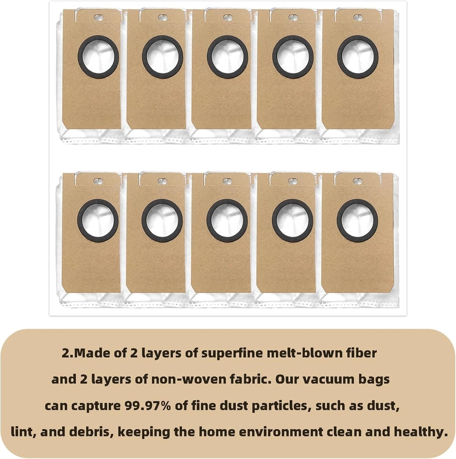 10 Packs Dust Bgas for Ionvac SmartClean V4 Self Emptying Robot Vacuum Cleaner 07FC0E-D4 - KOEEK