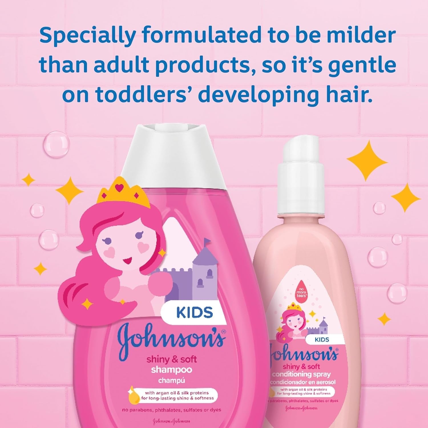 new Johnson's Kids Shiny & Soft Hair Conditioning Spray with Argan Oil & Silk... 07FC0E-D4 - KOEEK