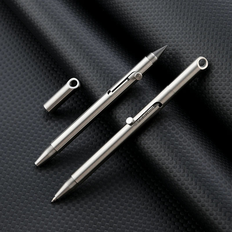 EDC Stainless Steel Pull Bolt Ballpoint Pen Pencil Dual-purpose Pen Keychain 07FC0E-D4 - KOEEK