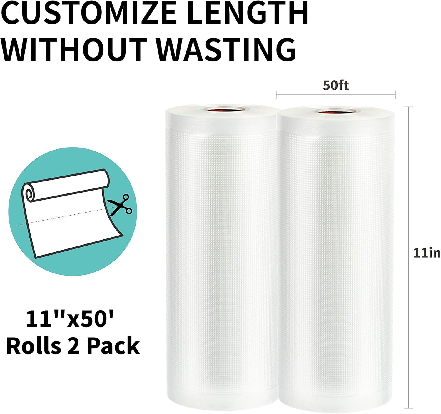 new Happy Seal Vacuum Sealer Bags 11" x 11" x 50' (Pack of 2), White HAPPY SEAL - KOEEK