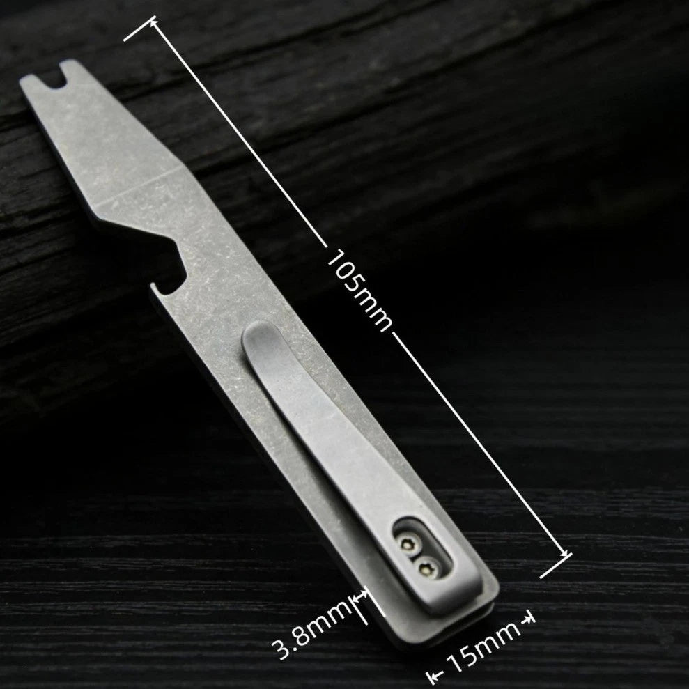 Minimalist TC4 Titanium alloy Pry Bar - with Bottle Opener Multi Tool Back clip 07FC0E-D4 - KOEEK