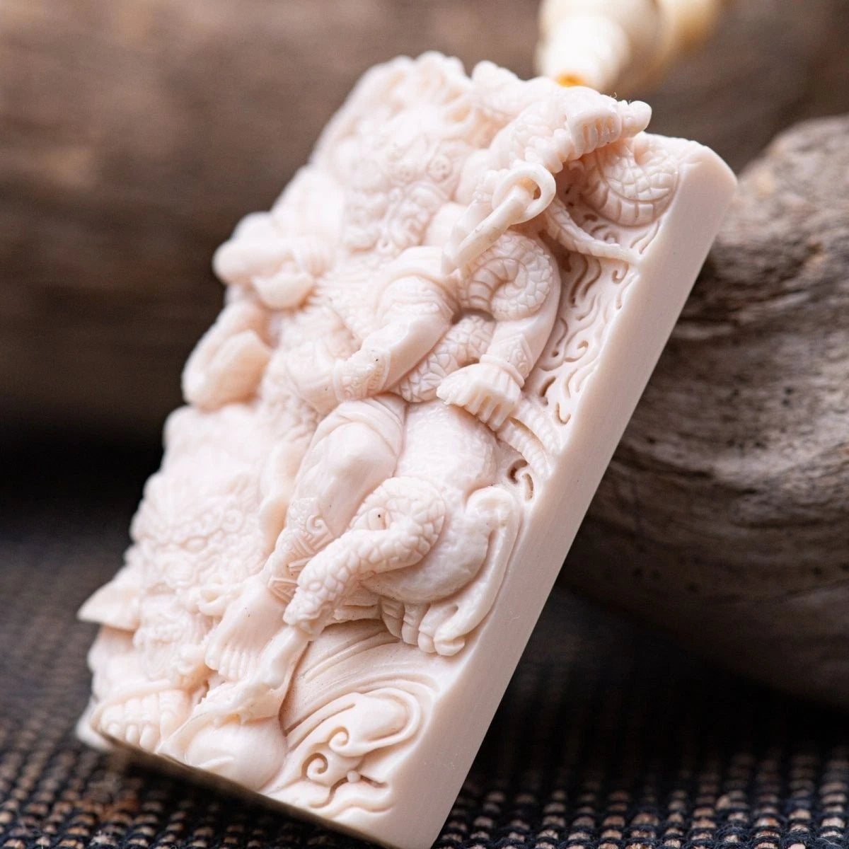 Resin Carved Mahakala Buddhist Pendant Plaque Unisex Decor 07FC0E-D4 - KOEEK