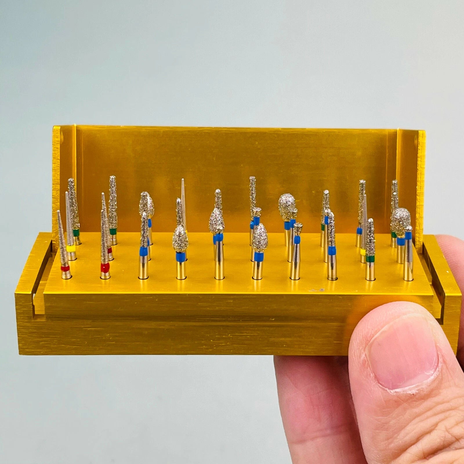30pcs Dental Diamond Burs Drill+Disinfection Bur Block High Speed Handpiece Kit 07FC0E-D4 - KOEEK