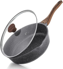 Nonstick Skillet,Deep Frying Pan10‘’,Saute Pan with Lid,Healthy Cooking Pan 07FC0E-D4 - KOEEK