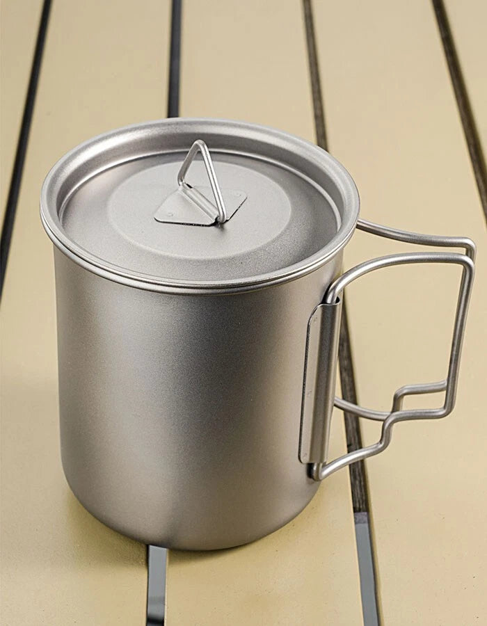 450ml Titanium Water Cup Ultralight Folding Handles Outdoor CampingCoffeeMug 07FC0E-D4 - KOEEK