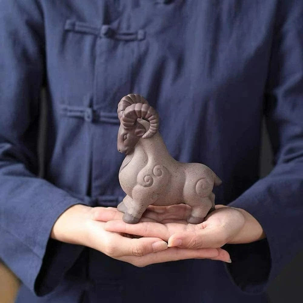 Purple Clay Goat Tea Pet Ornaments Ceramic Animal Figurine Tea Tray Accessories 07FC0E-D4 - KOEEK