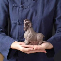 Purple Clay Goat Tea Pet Ornaments Ceramic Animal Figurine Tea Tray Accessories 07FC0E-D4 - KOEEK