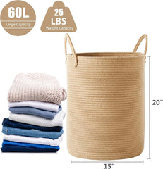 15 inches × 20 inches Ramie woven laundry basket Rattan rope clothing 07FC0E-D4 - KOEEK