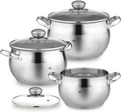 6 Piece Stainless Steel Induction Cookware Set -Dishwasher Safe with Lid, Silver 07FC0E-D4 - KOEEK