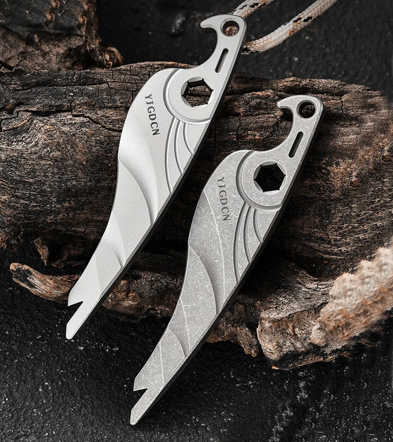 EDC Titanium Pry Bar Crowbar Wrench Bottle Opener Keychain Pocket Multi Tools 07FC0E-D4 - KOEEK