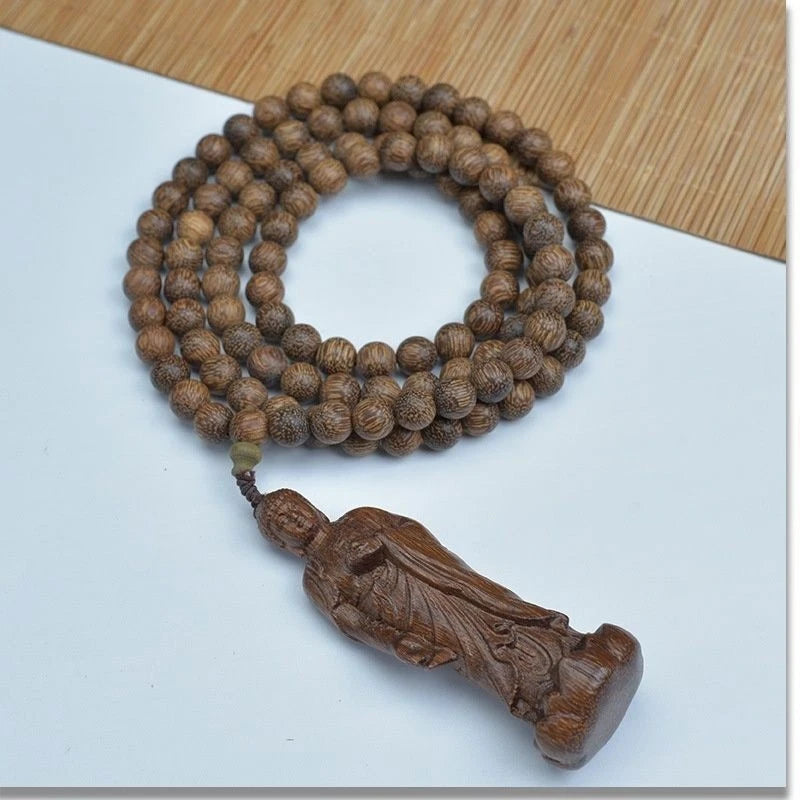 108 Beads Mala Necklace Multi Layer Buddhist Gift Agarwood Bracelet White Kyara 07FC0E-D4 - KOEEK