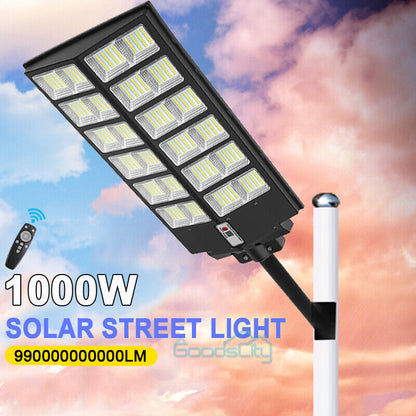 new 990000000000LM 1000W Watts Commercial Solar Street Light Parking Lot Road Lamp