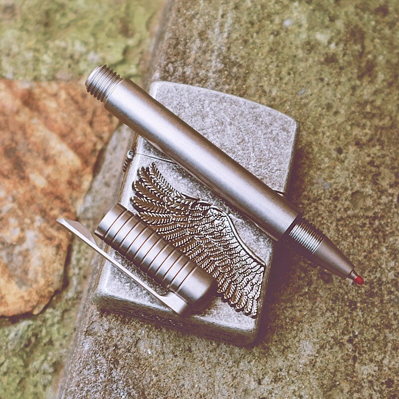 EDC Titanium Pocket Signature Pen Ballpoint Pen Outdoor Portable Travel Tools 07FC0E-D4 - KOEEK