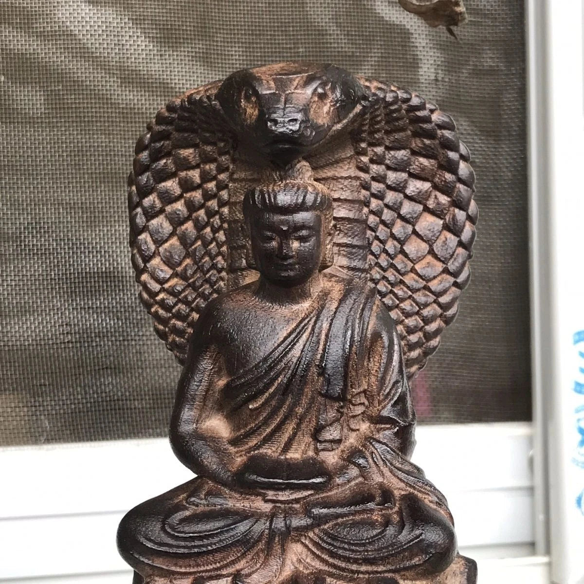 Vietnamese Agarwood Carved Buddha Vairocana Figurine Wooden Sculpture Home Decor 07FC0E-D4 - KOEEK