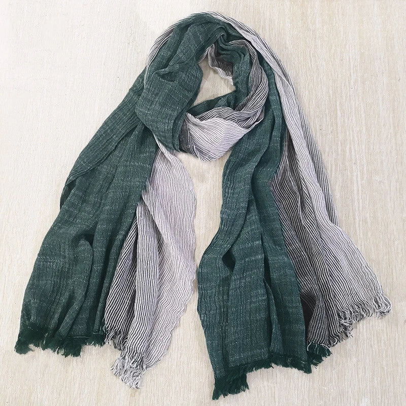 Men's Scarf Striped Cotton Blend Shawls Pleated Scarves Unisex Scarf Warm Wraps 07FC0E-D4 - KOEEK