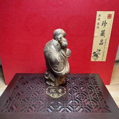 White Kyara Agarwood Shou Xing Figurine 11.5cm Wood Carving Home Decor Gift 07FC0E-D4 - KOEEK