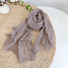 Women Flax Linen Thin Soft Scarf Breathable Summer Shawl Plain Color Scarves 07FC0E-D4 - KOEEK