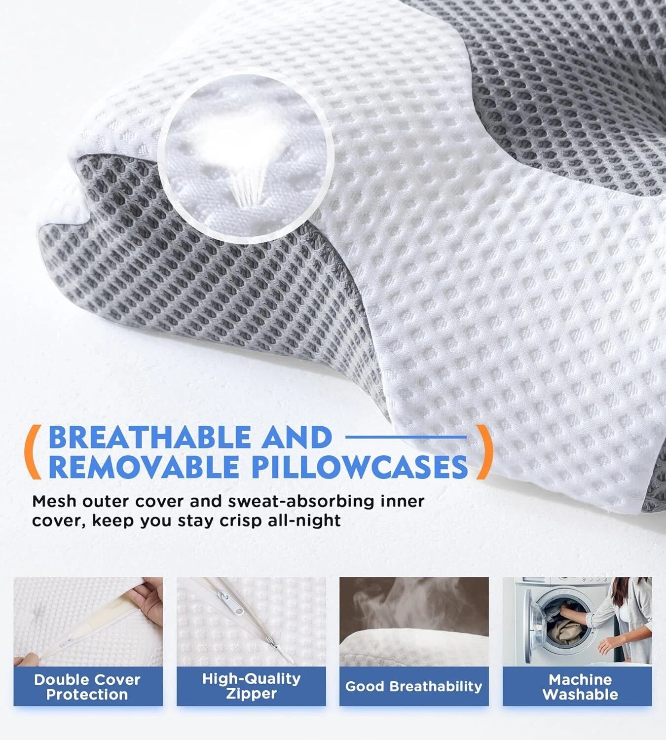 Cervical Pain Relief Cervical Pillow, Hollow Design Odorless Memory Foam Pillow 07FC0E-D4 - KOEEK