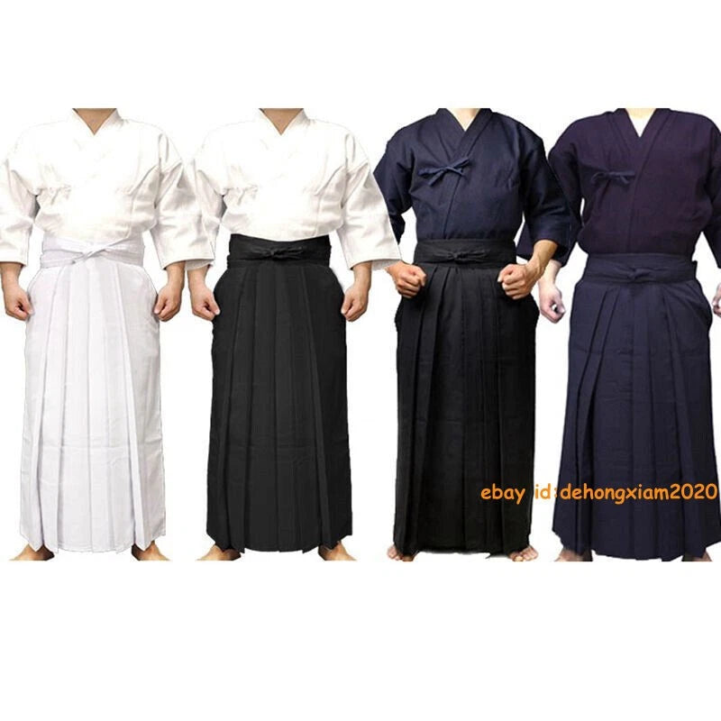 Kendo Iaido Aikido Hapkido Hakama Martial Arts Uniform Kimono Dobok Top Pants 07FC0E-D4 - KOEEK