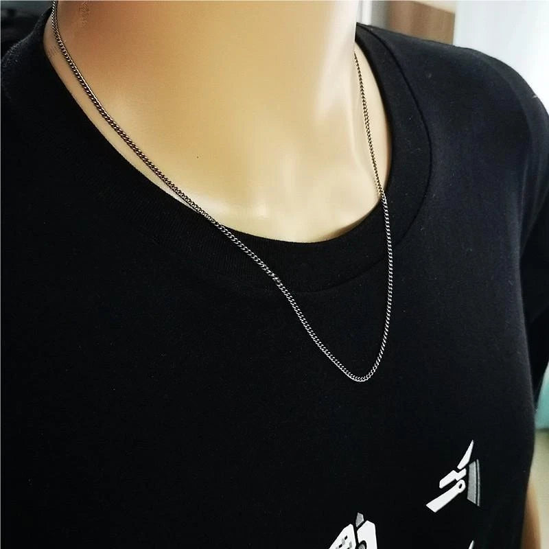 Pure Titanium Anti-allergy Necklace 2.2mm 3.5mm 5.5mm Curb Chain 22'' 24'' 26'' 07FC0E-D4 - KOEEK