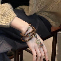 Qinan Agarwood Bead Bracelet Elastic Four Strand Womens Jewelry 07FC0E-D4 - KOEEK