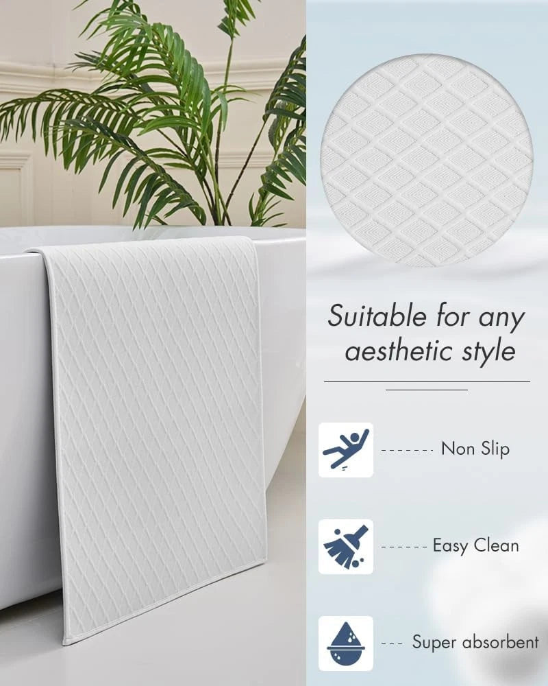 Ultra-thin bathroom mat (16 inches × 24 inches, white) 07FC0E-D4 - KOEEK