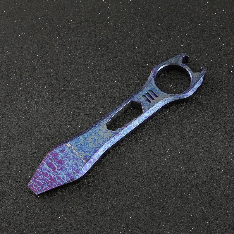 Titanium Pocket Pry Bar Crowbar Outdoor EDC Multi Tools Bottle Opener Wrench 07FC0E-D4 - KOEEK