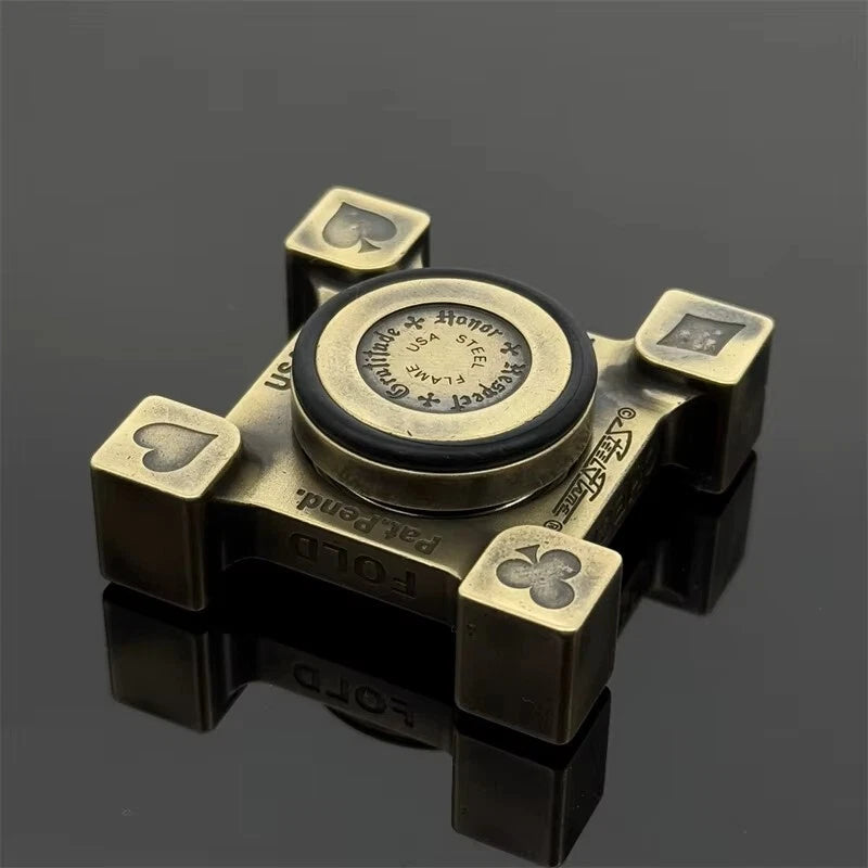 Brass Hand Spinner Retro Mahjong Pattern Poker Pattern EDC Fidget Spinner Toys 07FC0E-D4 - KOEEK