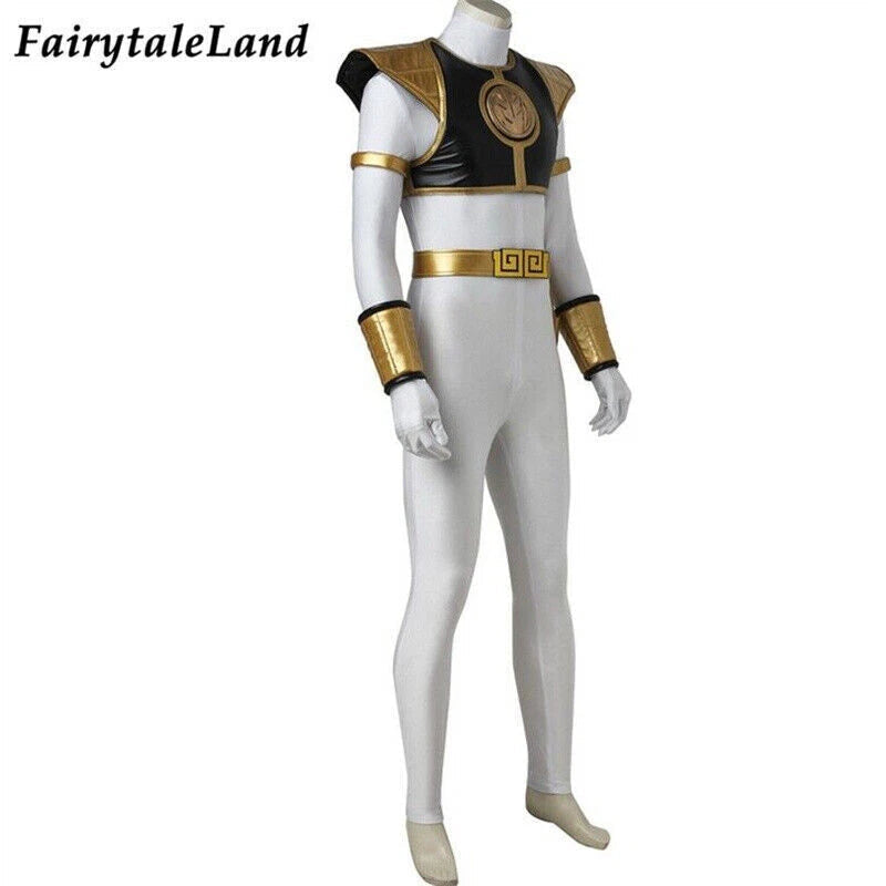 White Ranger Tommy Oliver Dino Rangers Uniform Breastplate Cosplay Costume Suit 07FC0E-D4 - KOEEK