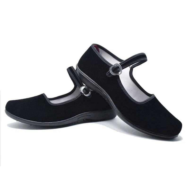 Women's Girls Chinese Black Cotton Shoes Ballerina Ballet Flats Shoes Slippers 07FC0E-D4 - KOEEK