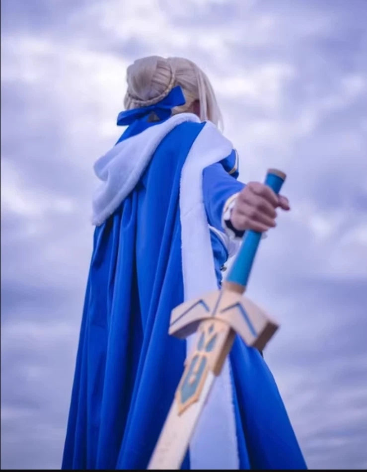Fate/stay Night Altria Pendragon Cosplay Saber Combat Anime Full Outfit Cloak 07FC0E-D4 - KOEEK