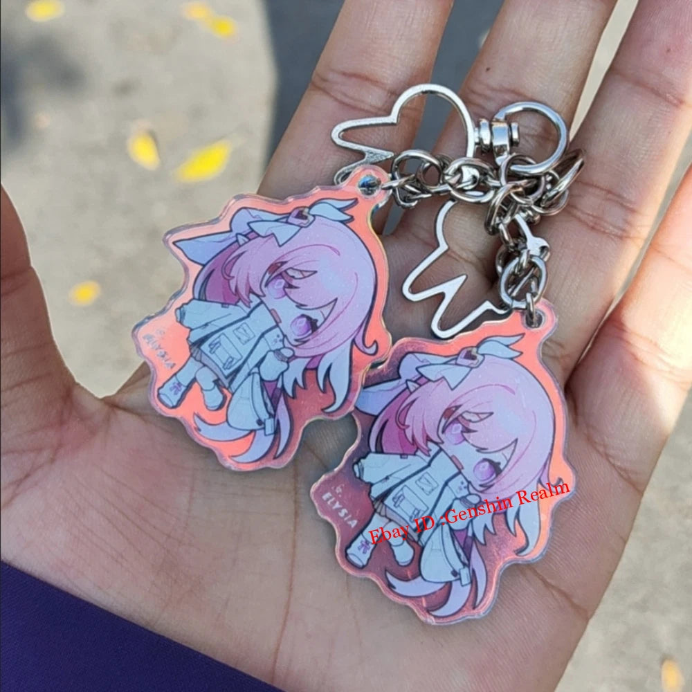 Anime Honkai Impact 3 Elysia Cute Acrylic Keychain Backpack Pendant Decor Gift 07FC0E-D4 - KOEEK