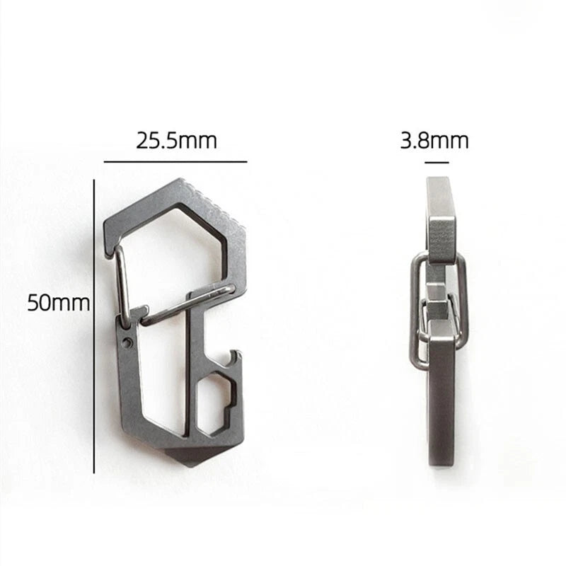 Titanium Alloy EDC Multi Tools Keychain Carabiner Bottle Opener Crowbar Tool 07FC0E-D4 - KOEEK