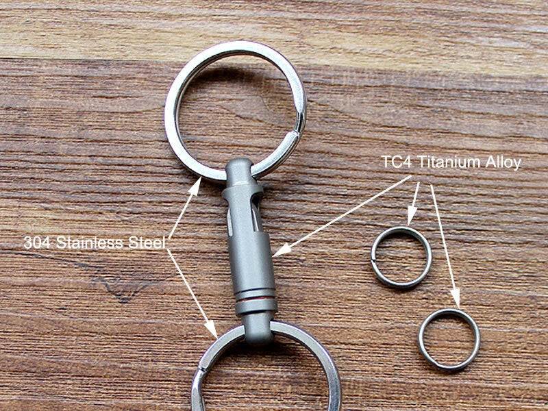 TC4 Titanium Insert Buckle Mini Portable Elastic Key Chain Key Ring Pendant EDC EDC - KOEEK