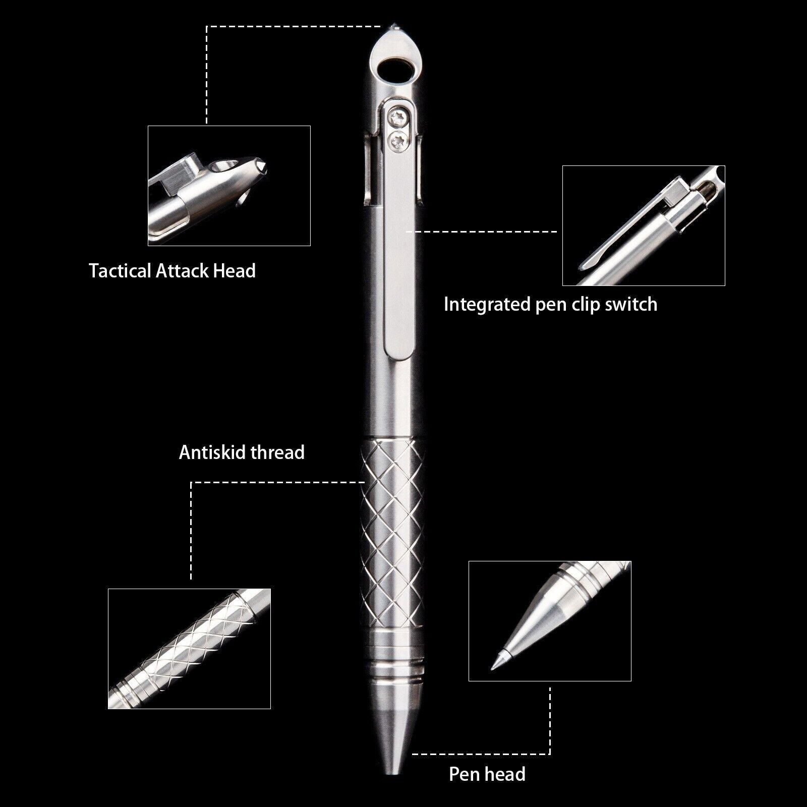 Titanium Alloy Ballpoint Pen Business Office Writing Signature Bolt Pen EDC Tool 07FC0E-D4 - KOEEK
