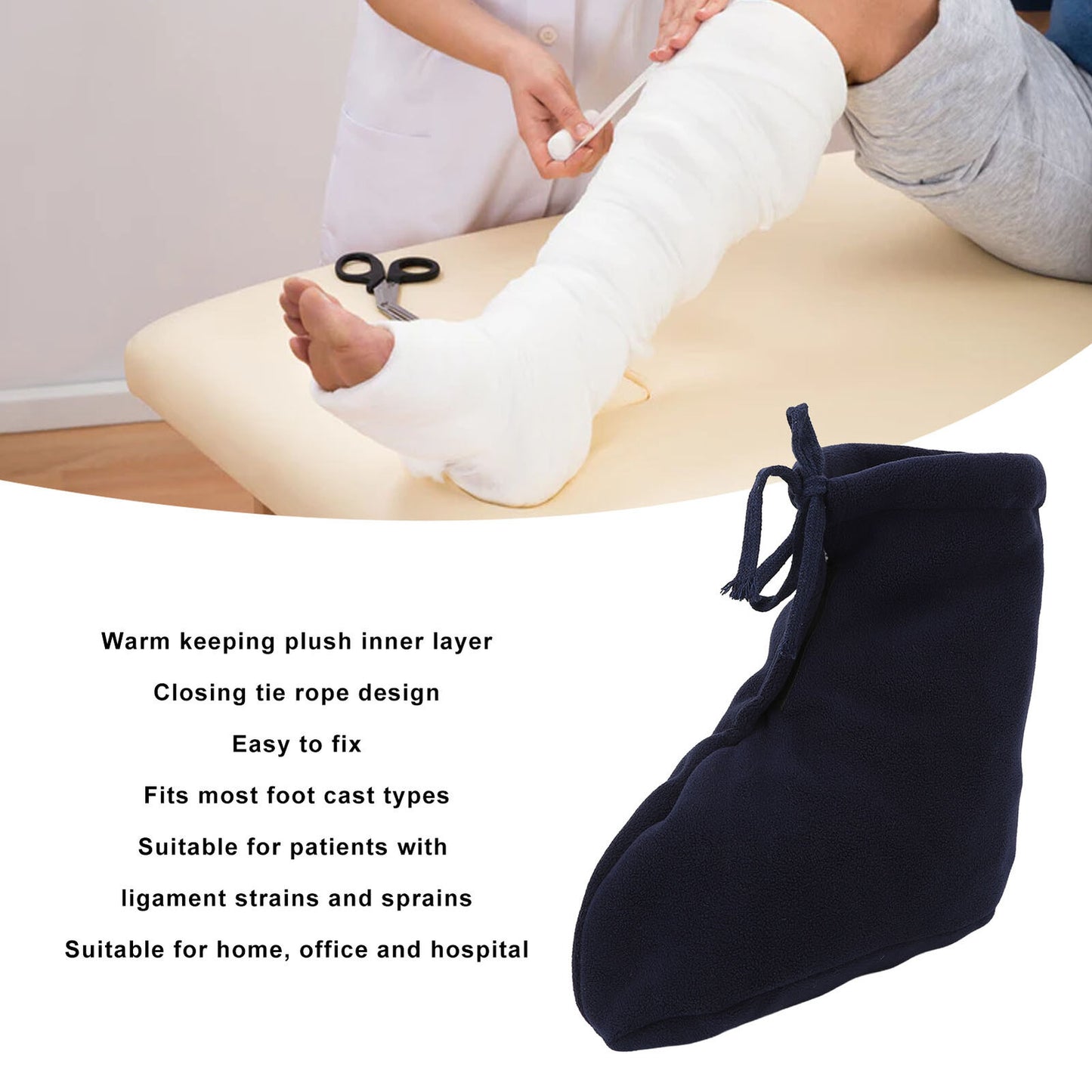 new Cast Sock Dark Blue Fleece Thick Cast Toe Cover Warmer For Swollen Feet(M ) HGF koeek - KOEEK