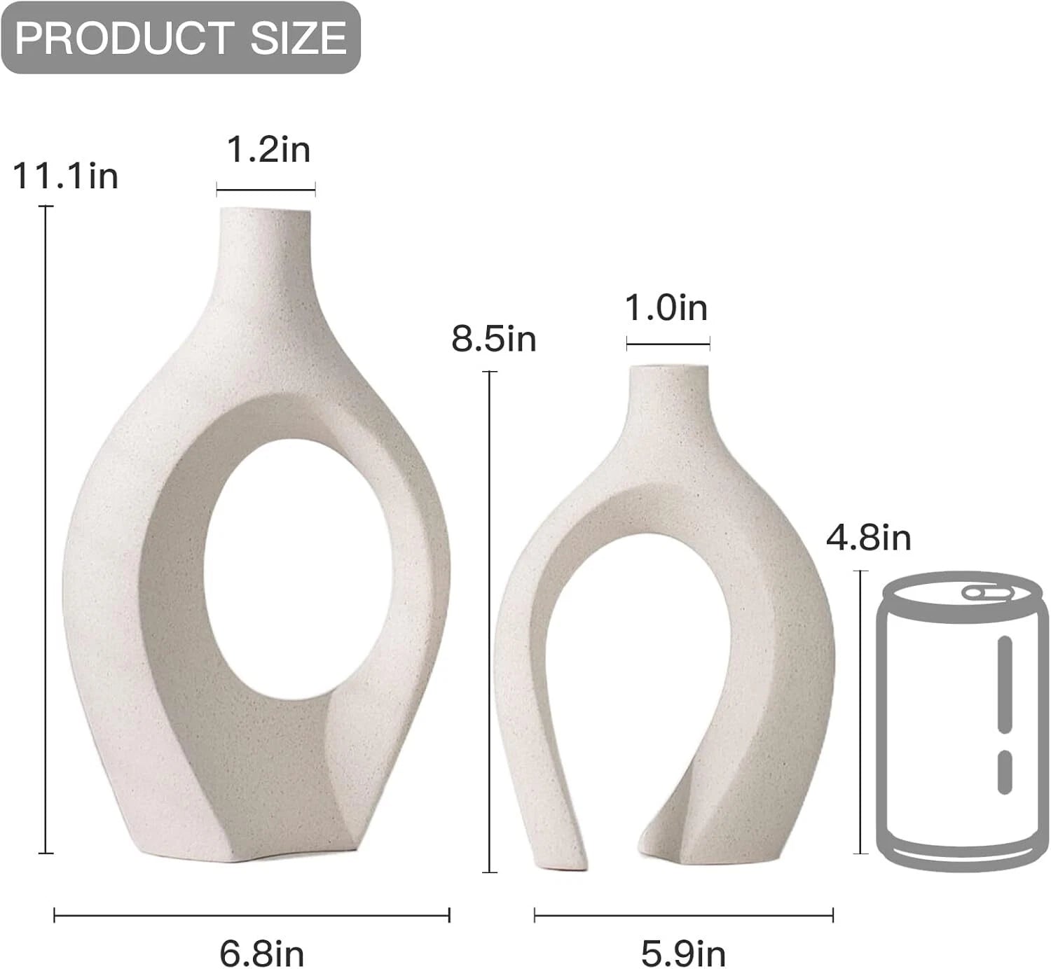 XL Beige Ceramic Vase Set of 2 for Modern Home Decor, Eclectic Entryway Modern 07FC0E-D4 - KOEEK