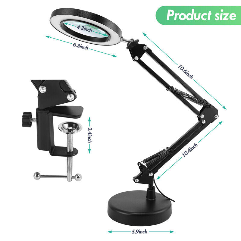 nyt USB-forstørrelsesglas med LED-lys 10X Forstørrelsesglas Håndværk Læsebordsstativlampe