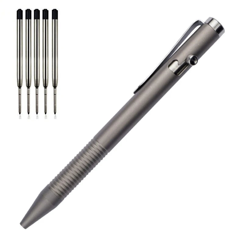 Titanium Alloy Bolt Action Pocket Ball Pen Signature Tactical EDC Pen G2 Refill 07FC0E-D4 - KOEEK
