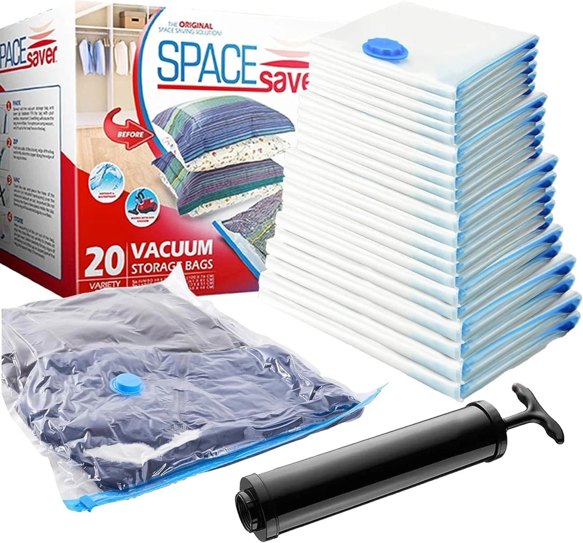 20-piece multifunctional vacuum storage bag, suitable for quilts and blankets 07FC0E-D4 - KOEEK