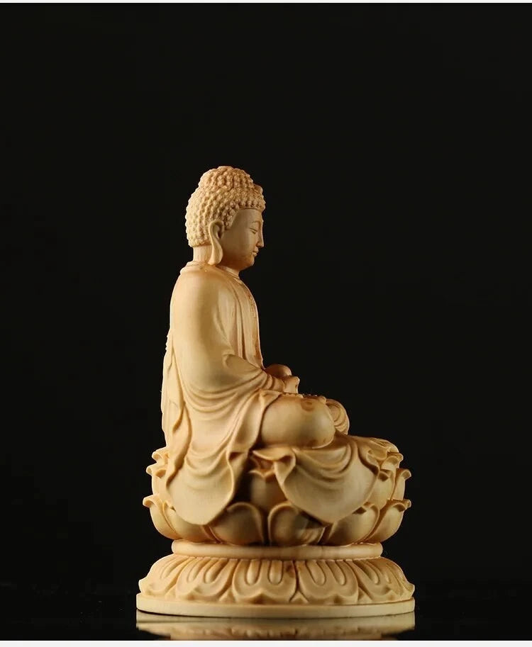 9cm Japan Buddha Statue Shakyamuni Wood Sculpture Buddha Dharma Solid Buddhism 07FC0E-D4 - KOEEK