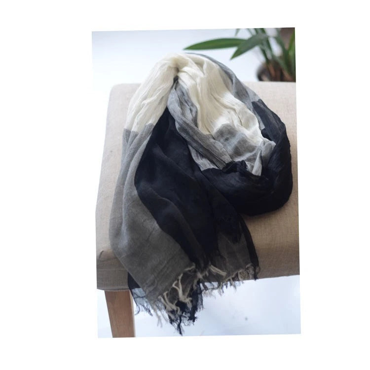 Mens soft cotton linen Bandana Scarf Blue gray Unisex Winter Autumn Neckerchief 07FC0E-D4 - KOEEK