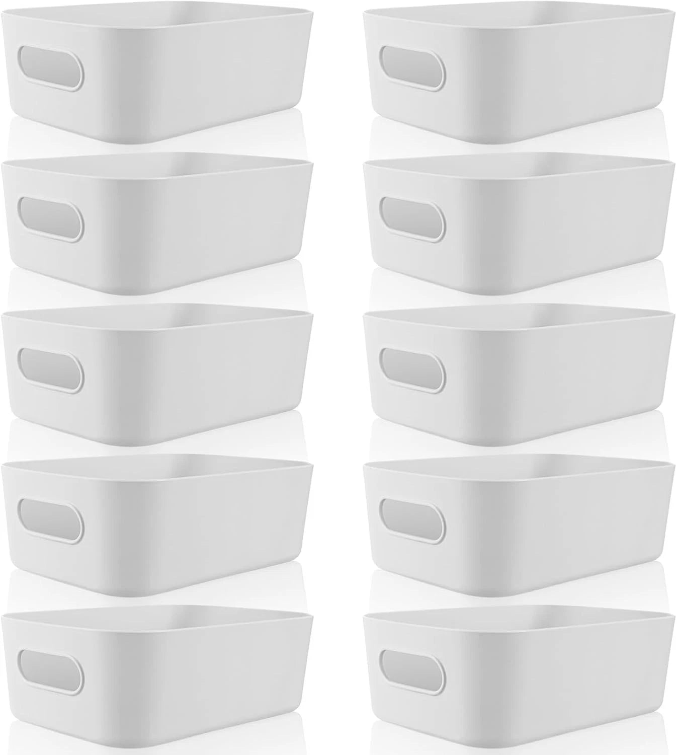 Plastic Storage Boxes, 10-Pack, Gray (8 x 5.7 x 3 inches) 07FC0E-D4 - KOEEK