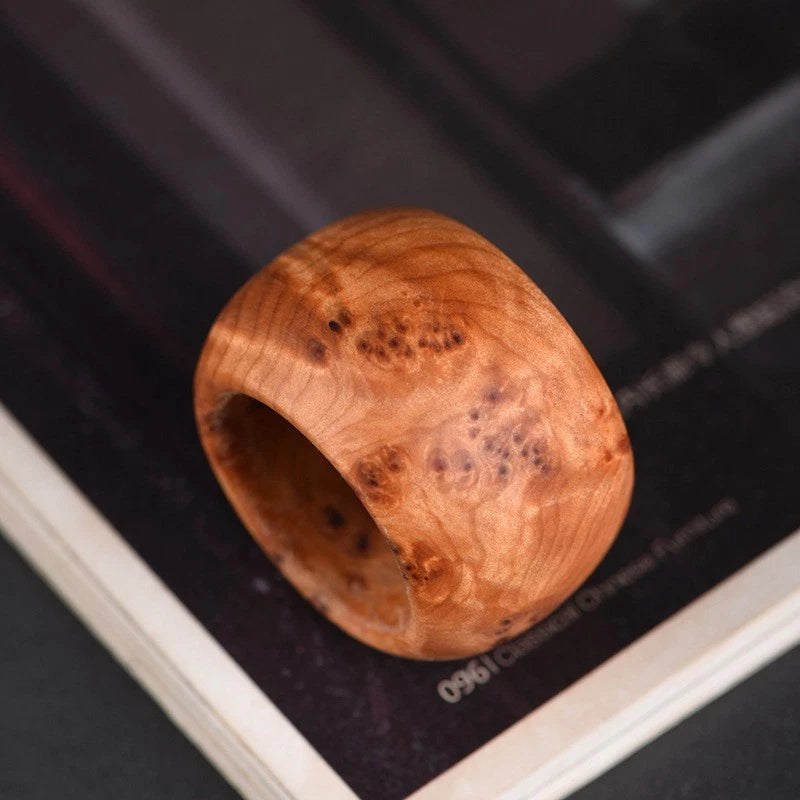 Liangshan Thuja Burl Thumb Ring Band Unisex Handheld Worry Ring 07FC0E-D4 - KOEEK