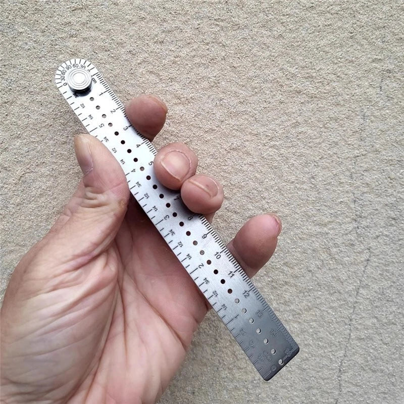 Titanium Alloy Ruler Protractor Compass Scale CM Inch Keychain Portable EDC Tool 07FC0E-D4 - KOEEK