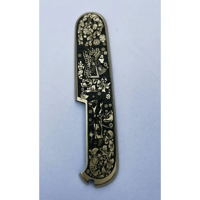 1 Pair Custom Made Pure Brass Handle Scales for 91 mm Victorinox Swiss Army 07FC0E-D4 - KOEEK