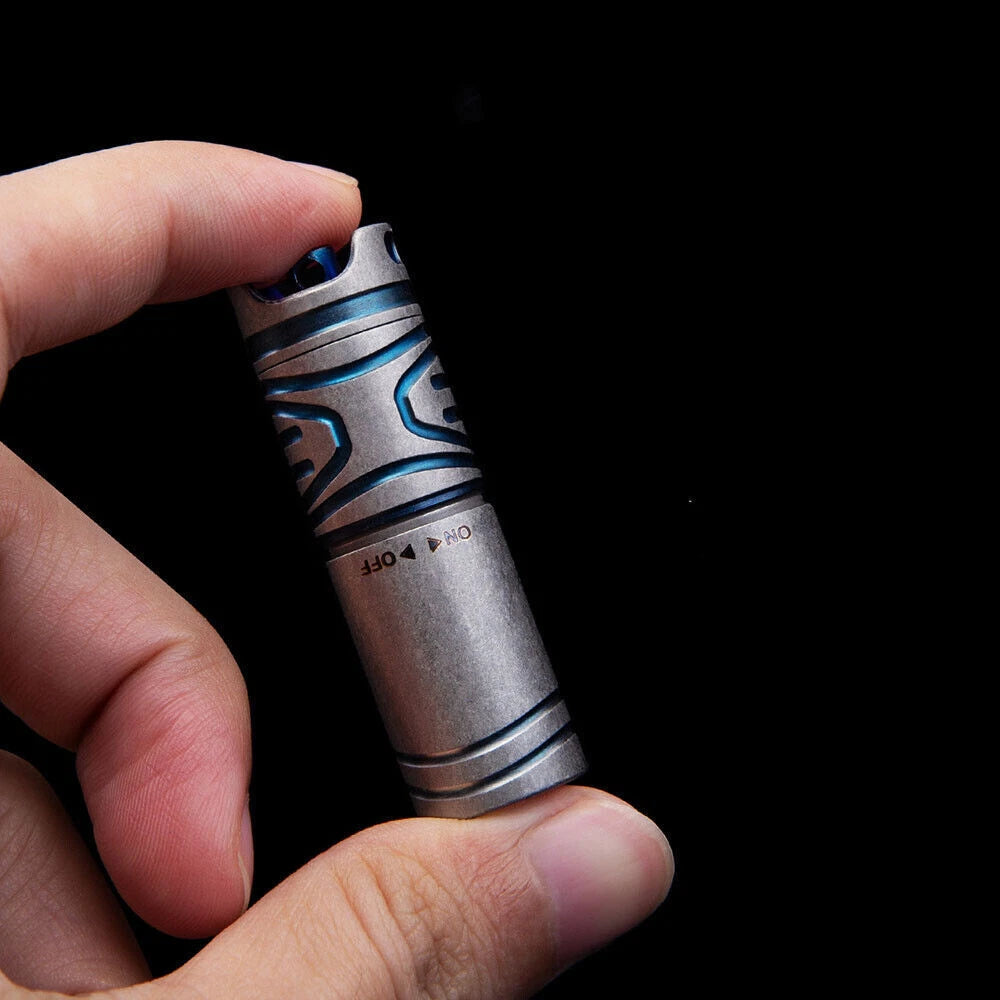 Titanium Mini Rechargeable LED Flashlight Waterproof Keychain Pendant EDC Light 07FC0E-D4 - KOEEK