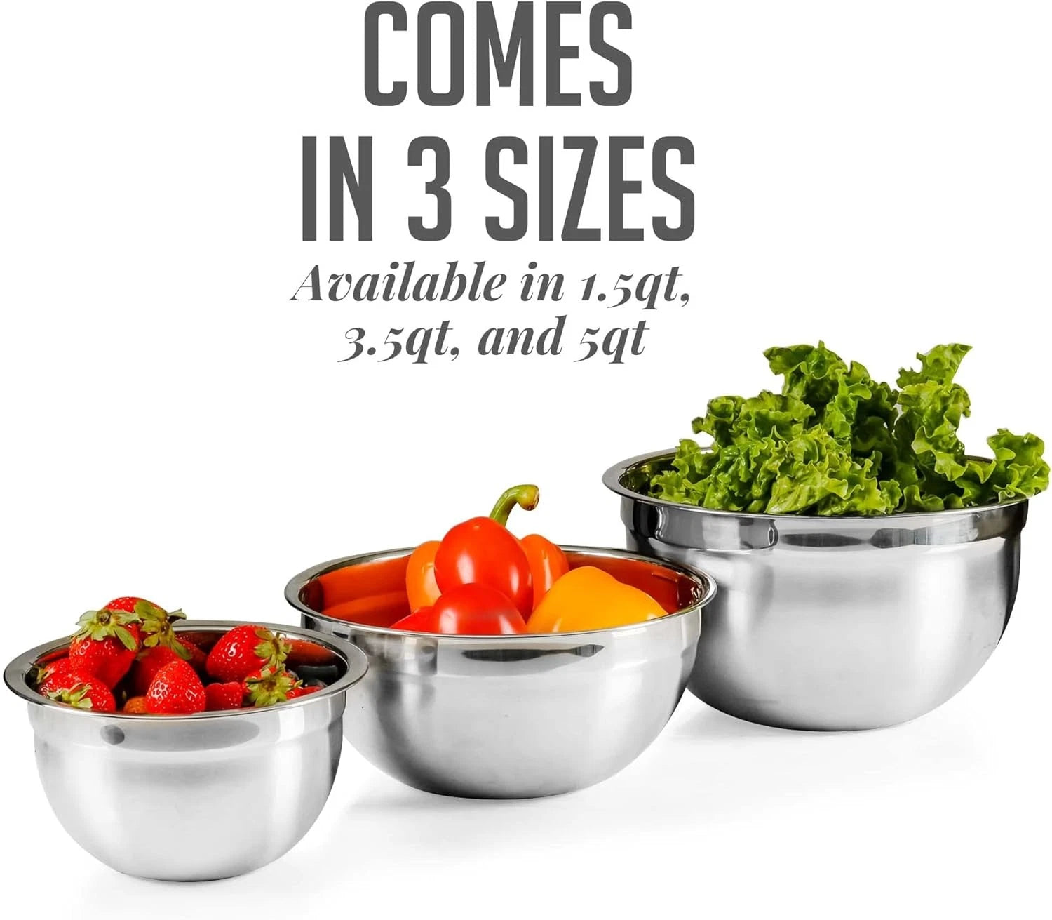 Set of 3 stainless steel nesting bowls with lids 07FC0E-D4 - KOEEK