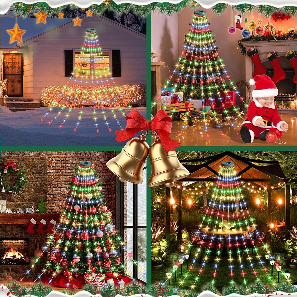 400LED Christmas Tree Waterfall Lights Fairy String Outdoor Waterproof Decor RGB 07FC0E-D4 - KOEEK